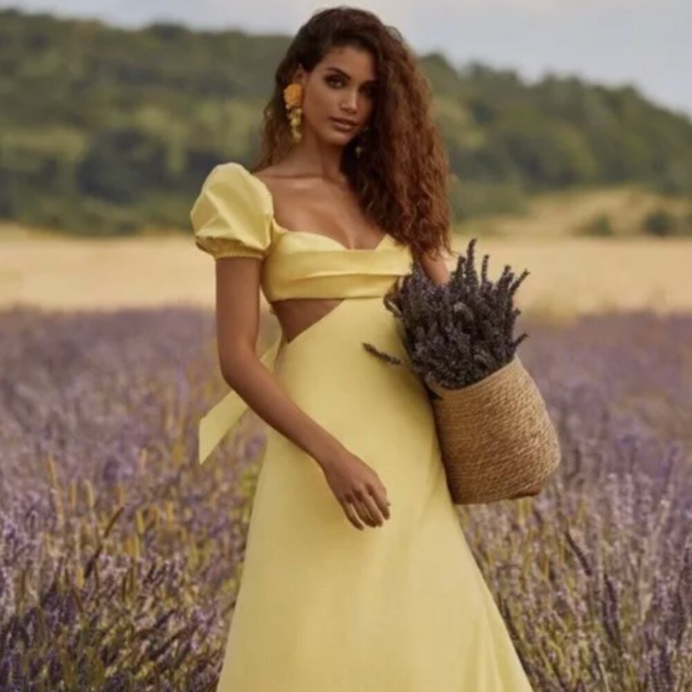 Alamour the Label gown dress xs Yellow
